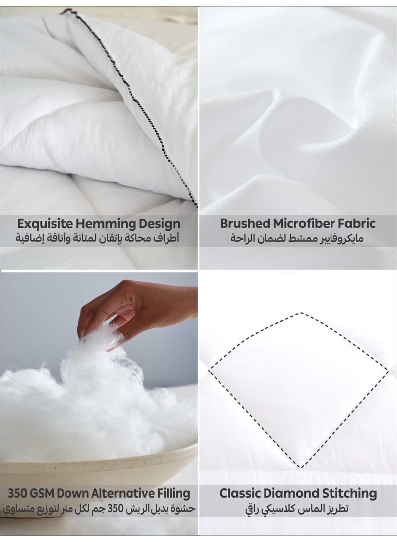 دوناتيلا لحاف على طراز الفندق الفاخر مقاس كينج 220 * 240 سم ، صندوق لحاف كامل الموسم مع 6 علامات تبويب زاوية ، حشوة بديلة فائقة النعومة ، أبيض - Image 4